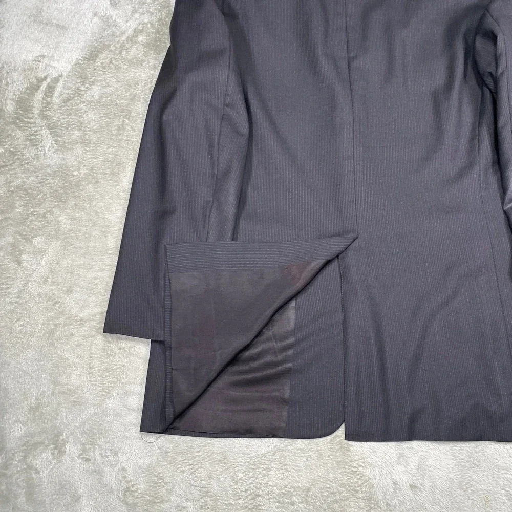 Burberry London Blazer Mens 44 Long Black Wool‎ Pinstripe Suit Jacket Classic